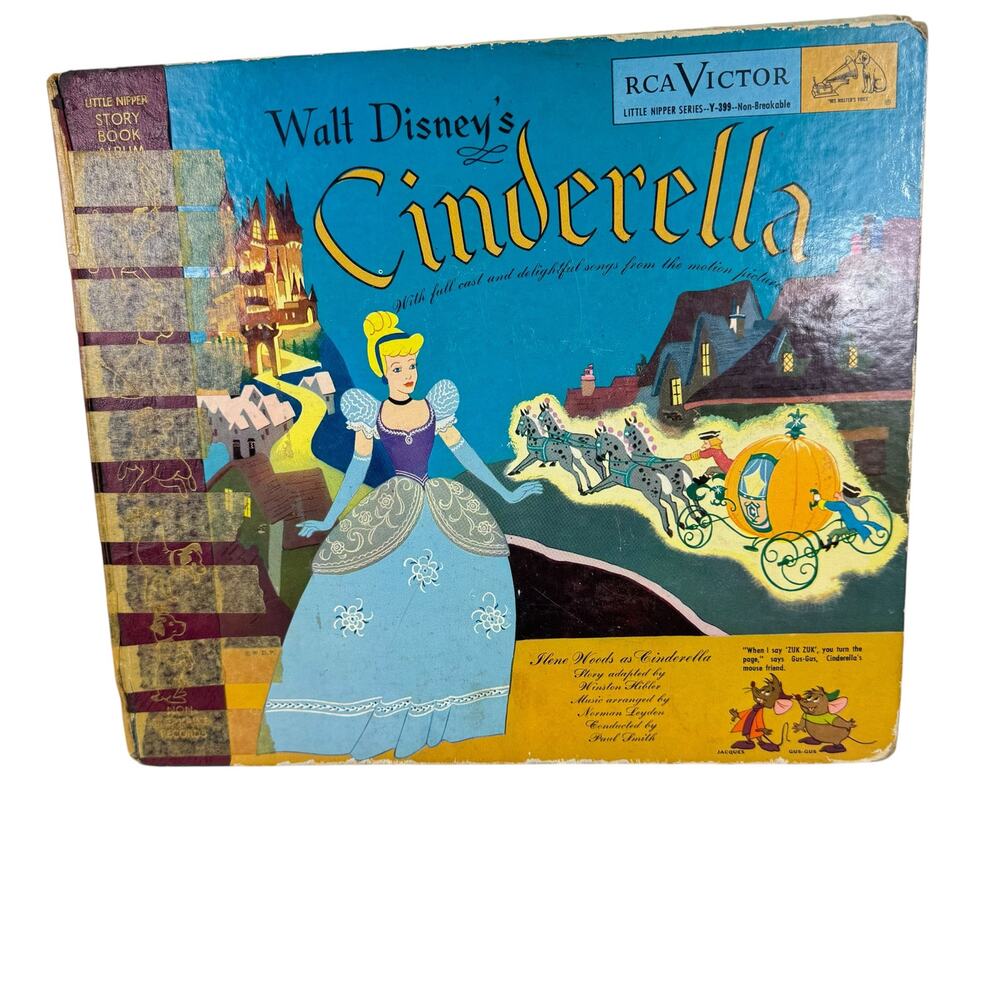 Walt Disney Cinderella Vintage Little Nipper Storybook Album RCA Victor 78 RPM